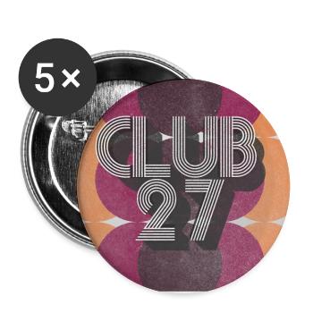 Club 27 - Retro - Square - Buttons groß 56 mm (5er Pack) - Weiß - Vorne