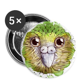 Kakapo Vogel - Lot de 5 grands badges (56 mm) - blanc - Devant