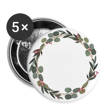 Green eucalyptus wreath customizable - Buttons large 2.2''/56 mm (5-pack) - white - Front