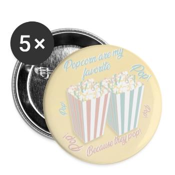 Popcorn - Buttons groß 56 mm (5er Pack) - Weiß - Vorne