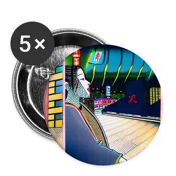 Geisha in the city - Buttons large 2.2''/56 mm (5-pack) - white - Front