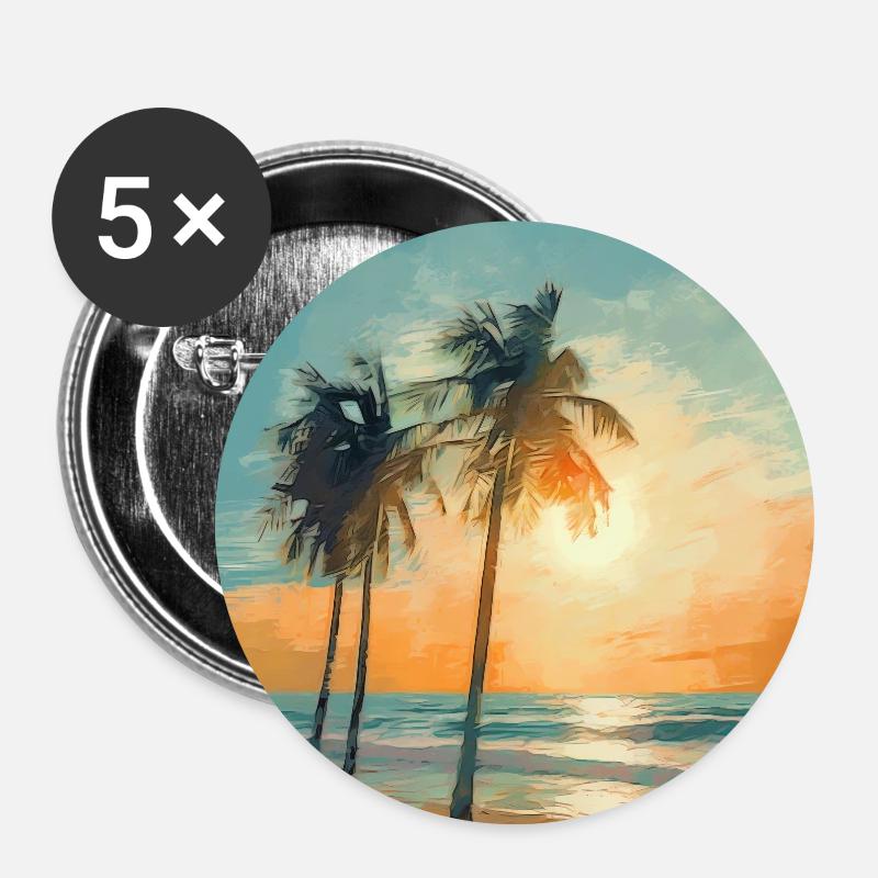 Feel the beach - two palm trees - Buttons large 2.2''/56 mm (5-pack) - white