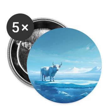 Kuh auf dem Eis - Buttons groß 56 mm (5er Pack) - Weiß - Vorne