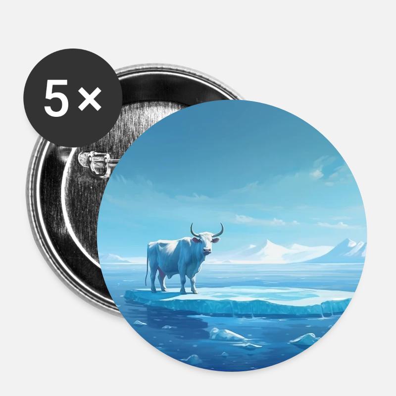 Cow on the ice - Buttons large 2.2''/56 mm (5-pack) - white