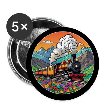 Nostalgique Train Ferroviaire Fumant Locomotive - Lot de 5 grands badges (56 mm) - blanc - Devant
