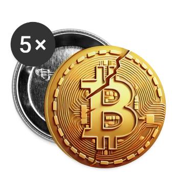 Cracked Bitcoin Coin Design - Buttons large 2.2''/56 mm (5-pack) - white - Front