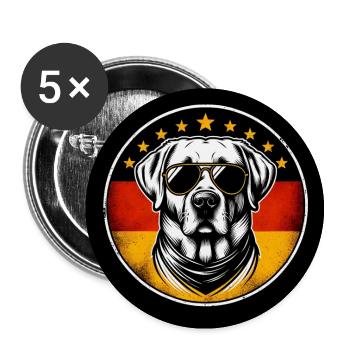 Labrador Retriever Lab avec lunettes de soleil - Lot de 5 grands badges (56 mm) - blanc - Devant