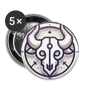Minimalist Bull Skull Badge Design - Buttons large 2.2''/56 mm (5-pack) - white - Front