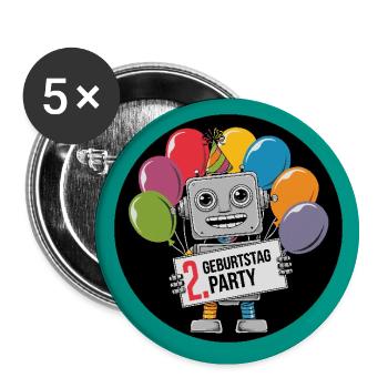Ich bin 2 Jahre zweiter Geburtstag Roboter - Buttons groß 56 mm (5er Pack) - Weiß - Vorne