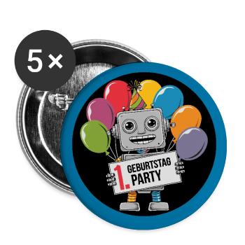 Ich bin 1 Jahr erster Geburtstag mit Roboter - Buttons groß 56 mm (5er Pack) - Weiß - Vorne