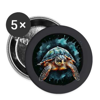 Meeresschildkröte in Aquarelltechnik - Buttons groß 56 mm (5er Pack) - Weiß - Vorne