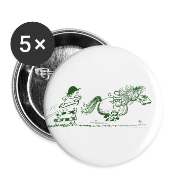 Thelwell - Pony running away - Buttons large 2.2''/56 mm (5-pack) - white - Front