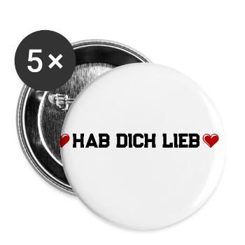Hab Dich Lieb Herz Liebeserklärung - Buttons groß 56 mm (5er Pack) - Weiß - Vorne