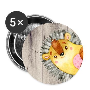 Tierfreunde im Wald - Kleiner Igel - Buttons groß 56 mm (5er Pack) - Weiß - Vorne