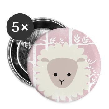 Friends in the Pink Fairytale Forest - The Magical Lamb - Buttons large 2.2''/56 mm (5-pack) - white - Front