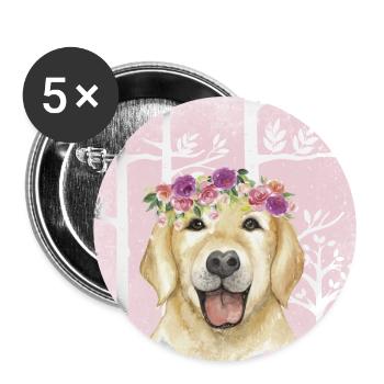 Forest friends in the pink fairytale forest - The faithful dog - Buttons large 2.2''/56 mm (5-pack) - white - Front