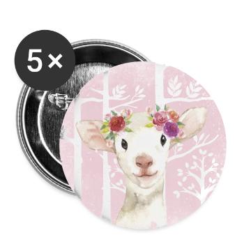 Forest friends in the pink fairytale forest - The sweet lamb - Buttons large 2.2''/56 mm (5-pack) - white - Front