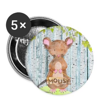 Animal lovers in the forest - The little mouse - Buttons large 2.2''/56 mm (5-pack) - white - Front