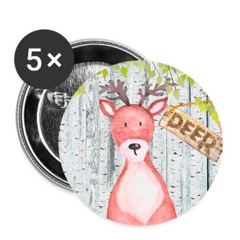 Animal lovers in the forest - The little deer - Buttons large 2.2''/56 mm (5-pack) - white - Front