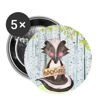 Animaux amis dans la forêt - Le petit blaireau - Lot de 5 grands badges (56 mm) - blanc - Devant