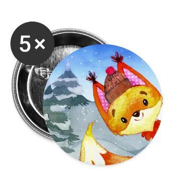 Animal friends in the winter forest - The little fox - Buttons large 2.2''/56 mm (5-pack) - white - Front