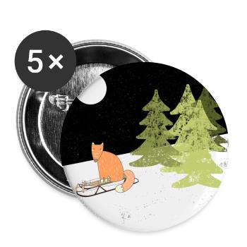 Animal friends in the winter forest - The little fox - Buttons large 2.2''/56 mm (5-pack) - white - Front