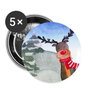 Animal friends in the winter forest - The little reindeer - Buttons large 2.2''/56 mm (5-pack) - white - Front