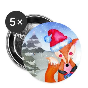 Animal friends in the winter forest - The little fox - Buttons large 2.2''/56 mm (5-pack) - white - Front