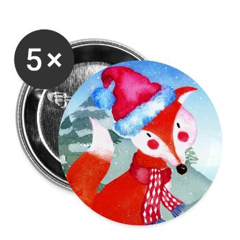 Animal friends in the winter forest - The little fox - Buttons large 2.2''/56 mm (5-pack) - white - Front