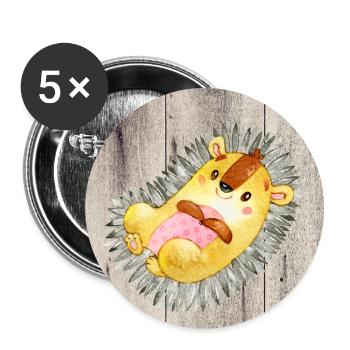 Tierfreunde im Wald - Der kleine Igel - Buttons groß 56 mm (5er Pack) - Weiß - Vorne