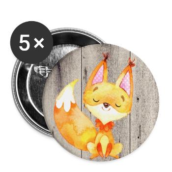 Animal lovers in the forest - The little fox - Buttons large 2.2''/56 mm (5-pack) - white - Front