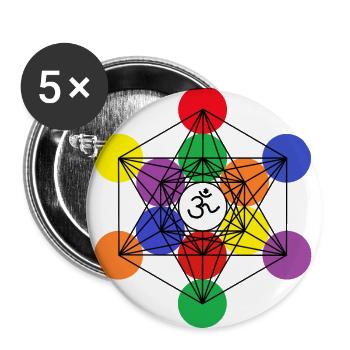 Metatron's Cube 1 - Buttons large 2.2''/56 mm (5-pack) - white - Front