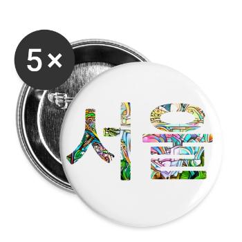 Seoul in Koreanisch - farbiges Design - Buttons groß 56 mm (5er Pack) - Weiß - Vorne