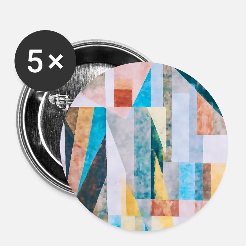 Abstract geometry watercolor - Buttons large 2.2''/56 mm (5-pack) - white