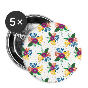 Exotic flowers flower blossoms blossom leaves - Buttons large 2.2''/56 mm (5-pack) - white - Front