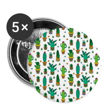 Cactus cacti desert deserts plant pattern - Buttons large 2.2''/56 mm (5-pack) - white - Front