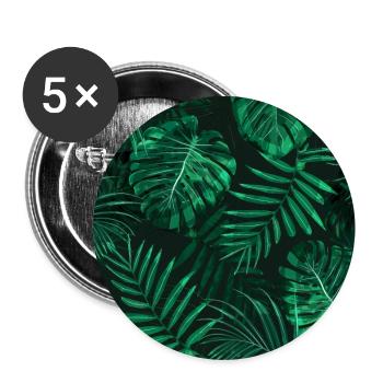 Tropical fern topped rainforest leaves - Buttons large 2.2''/56 mm (5-pack) - white - Front