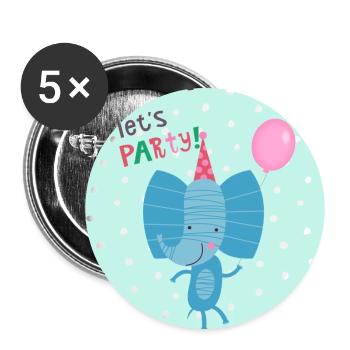 Party elephant - celebrating animal lovers blue - Buttons large 2.2''/56 mm (5-pack) - white - Front