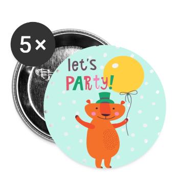 Party bear - celebrating animal lovers blue - Buttons large 2.2''/56 mm (5-pack) - white - Front