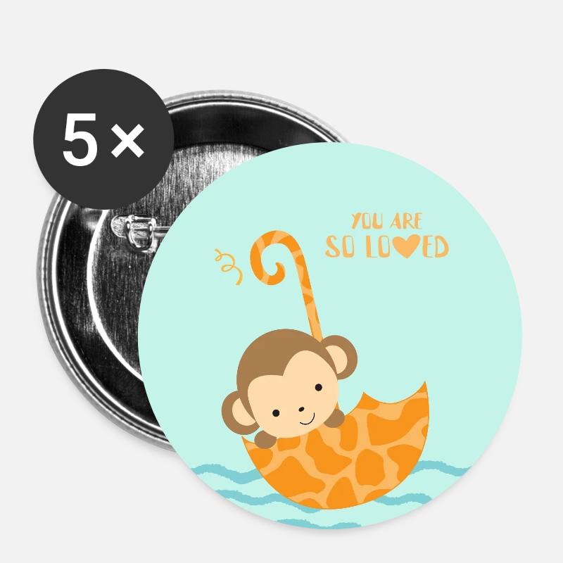 You are so loved -Tierfreunde Regenschirm - Buttons groß 56 mm (5er Pack) - Weiß