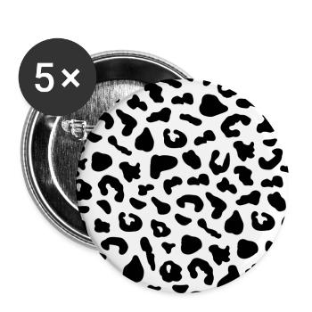Black and white leopard print - Buttons large 2.2''/56 mm (5-pack) - white - Front