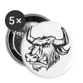 ANGRY BULL - Buttons large 2.2''/56 mm (5-pack) - white - Front