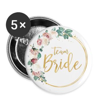 New roses wreath team bride 2 - Buttons groß 56 mm (5er Pack) - Weiß - Vorne