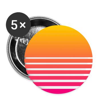 Outrun Retro Sun - Buttons large 2.2''/56 mm (5-pack) - white - Front