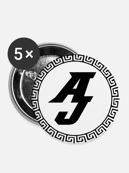 A & J Logo - Buttons large 2.2''/56 mm (5-pack) - white