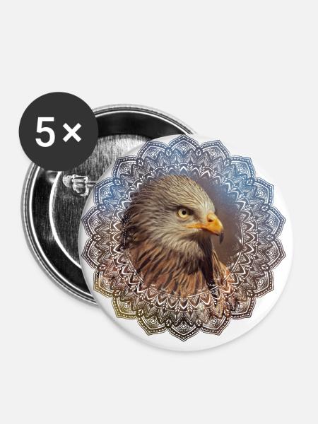 Red kite - Buttons large 2.2''/56 mm (5-pack) - white