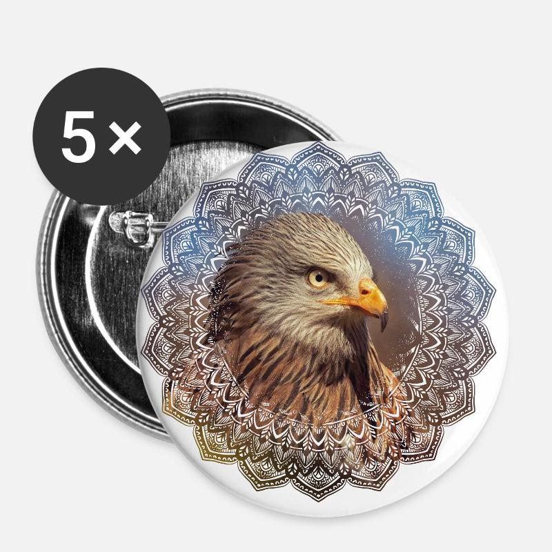 Red kite - Buttons large 2.2''/56 mm (5-pack) - white