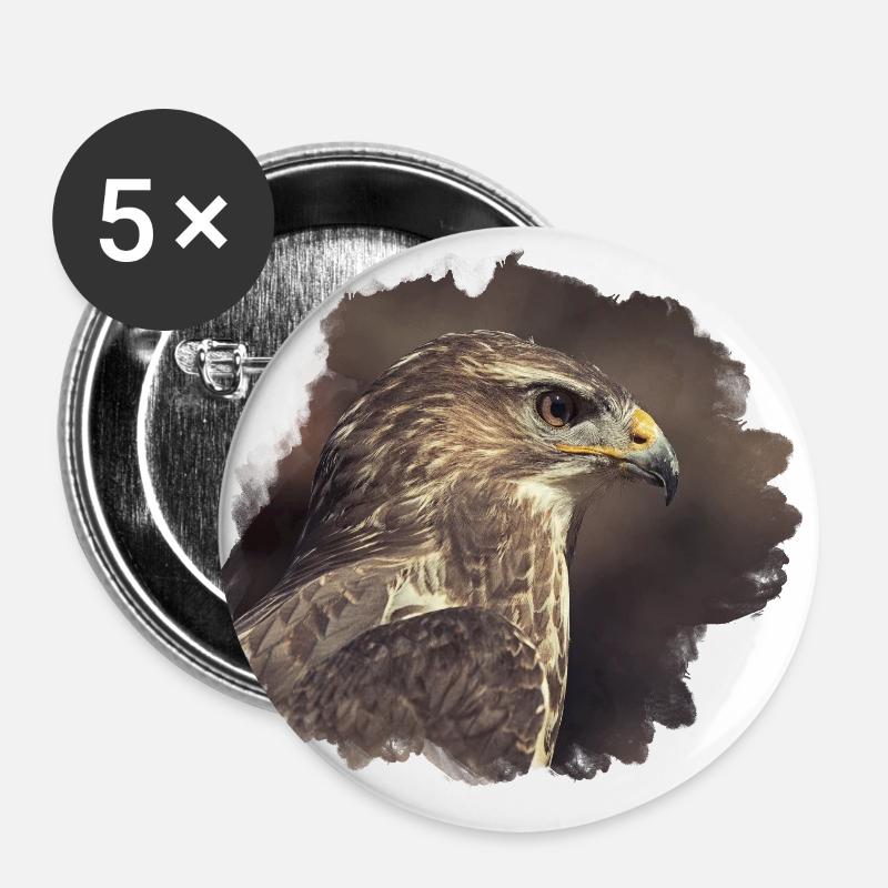 Common buzzard - Buttons large 2.2''/56 mm (5-pack) - white