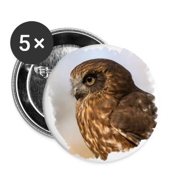 Kauz Design - Buttons groß 56 mm (5er Pack) - Weiß - Vorne