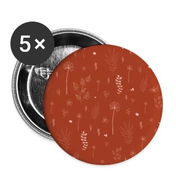 Wild Botanical Pattern Terracotta Edition - Buttons groß 56 mm (5er Pack) - Weiß - Vorne